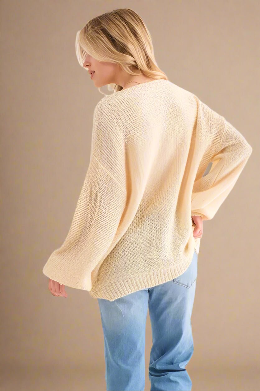 And the Why - Golden Champagne Loose Knit Sweater