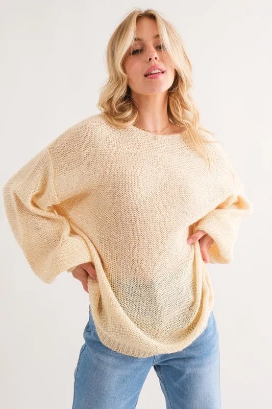 And the Why - Golden Champagne Loose Knit Sweater