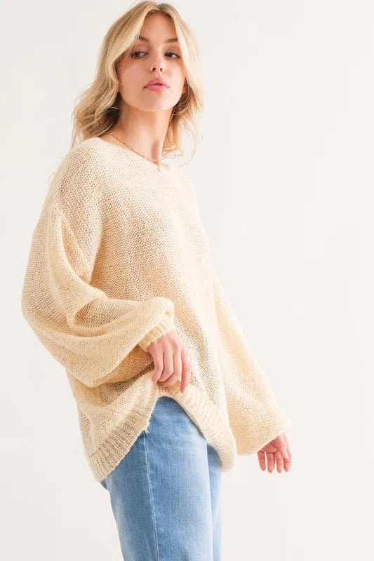 And the Why - Golden Champagne Loose Knit Sweater