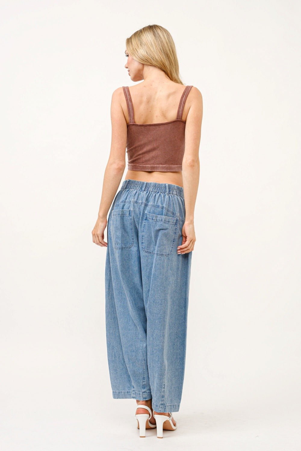 And the Why - Medium Wash Pleated Loose Fit Jeans