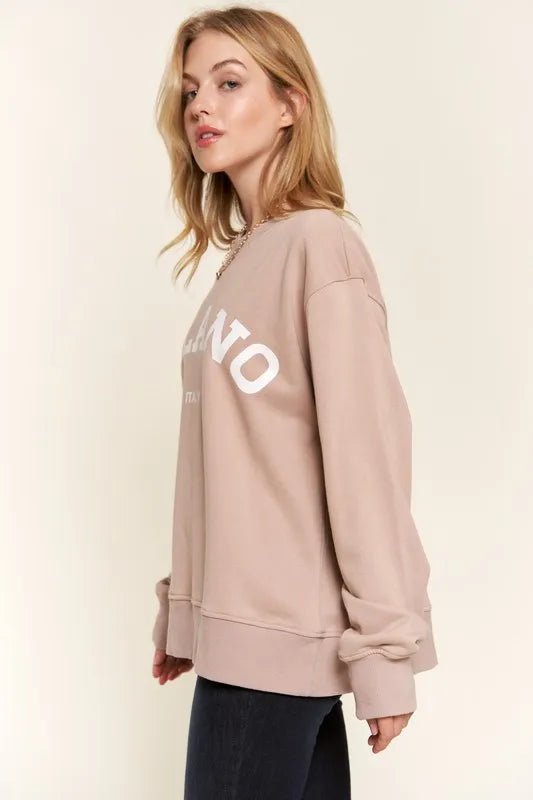 And the Why - Milano Graphic Sweatshirt – Blush Taupe