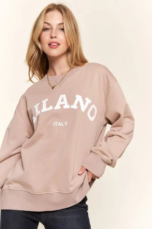 And the Why - Milano Graphic Sweatshirt – Blush Taupe