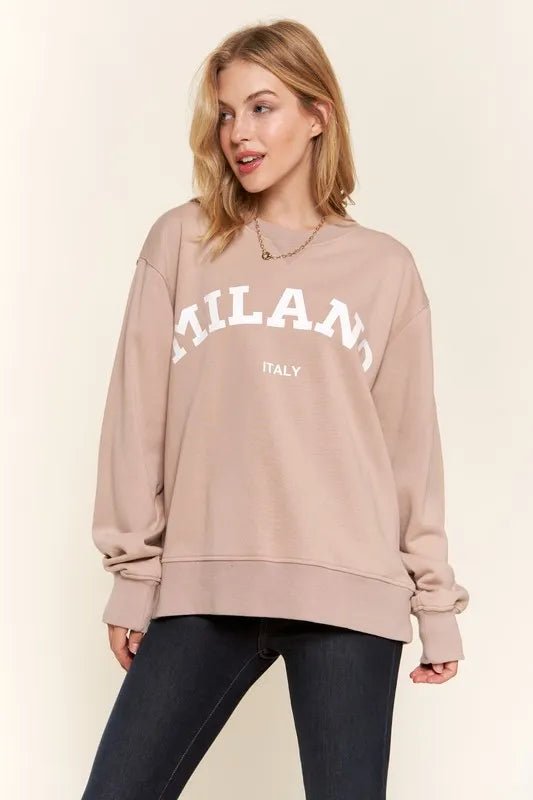 And the Why - Milano Graphic Sweatshirt – Blush Taupe