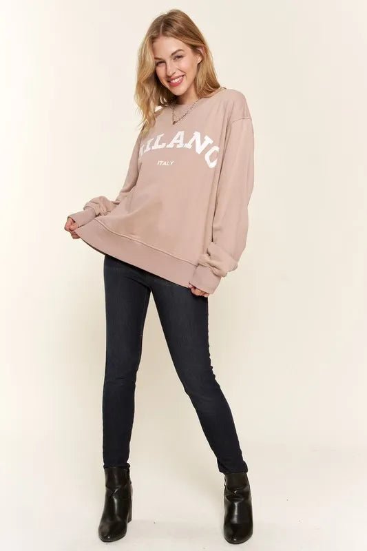 And the Why - Milano Graphic Sweatshirt – Blush Taupe