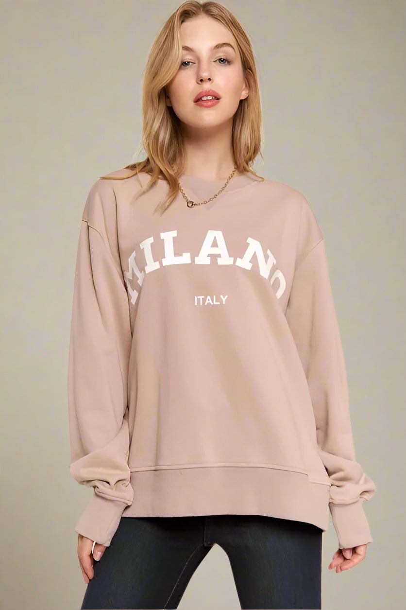 And the Why - Milano Graphic Sweatshirt – Blush Taupe