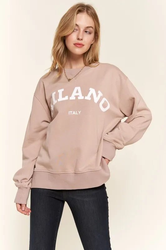 And the Why - Milano Graphic Sweatshirt – Blush Taupe