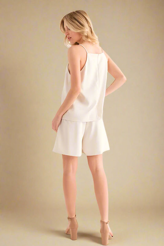 And the Why - Minimalist Halter Tank in Ivory Satin