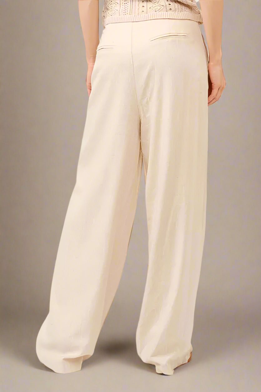 And the Why - Natural Linen Blend Wide Leg Trousers