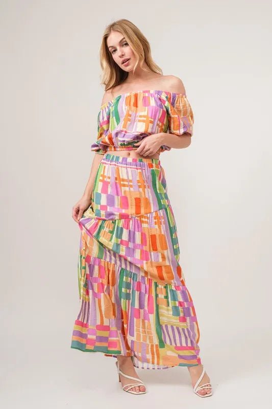 And the Why - Off - Shoulder Crop Top – Rainbow Patchwork