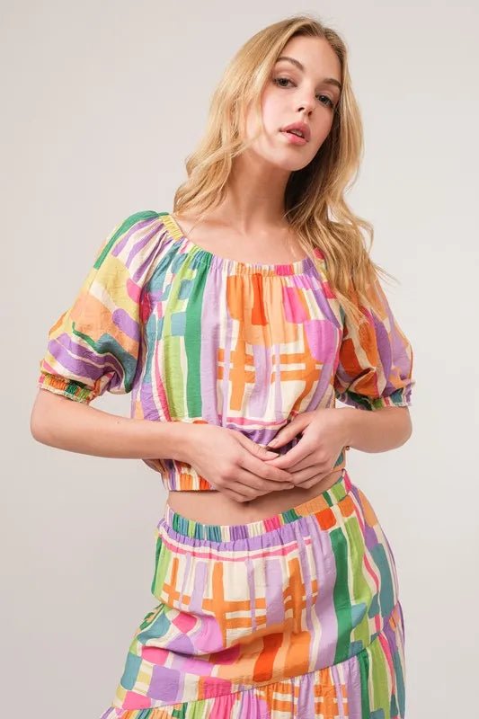 And the Why - Off - Shoulder Crop Top – Rainbow Patchwork