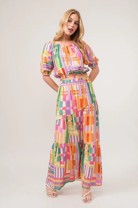 And the Why - Off - Shoulder Crop Top – Rainbow Patchwork