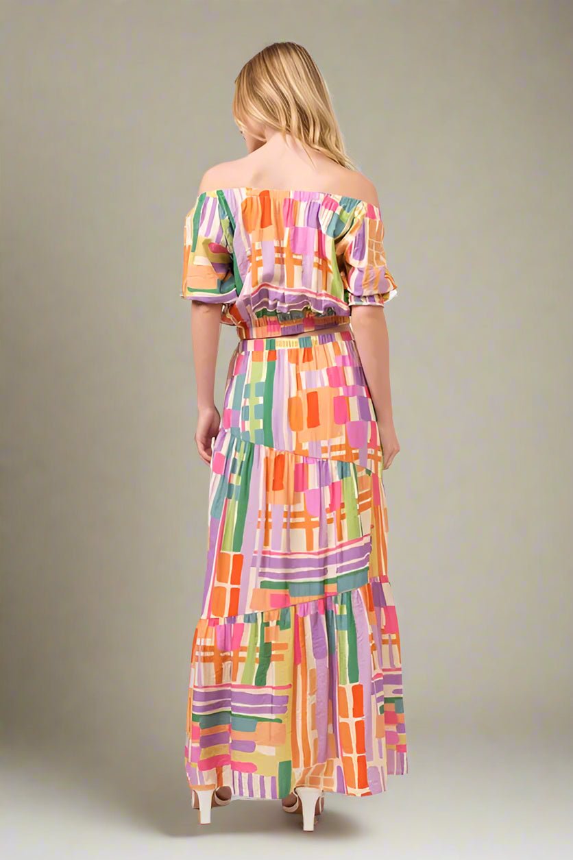 And the Why - Off - Shoulder Crop Top – Rainbow Patchwork