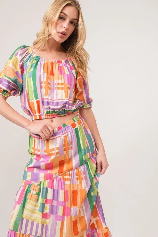 And the Why - Off - Shoulder Crop Top – Rainbow Patchwork