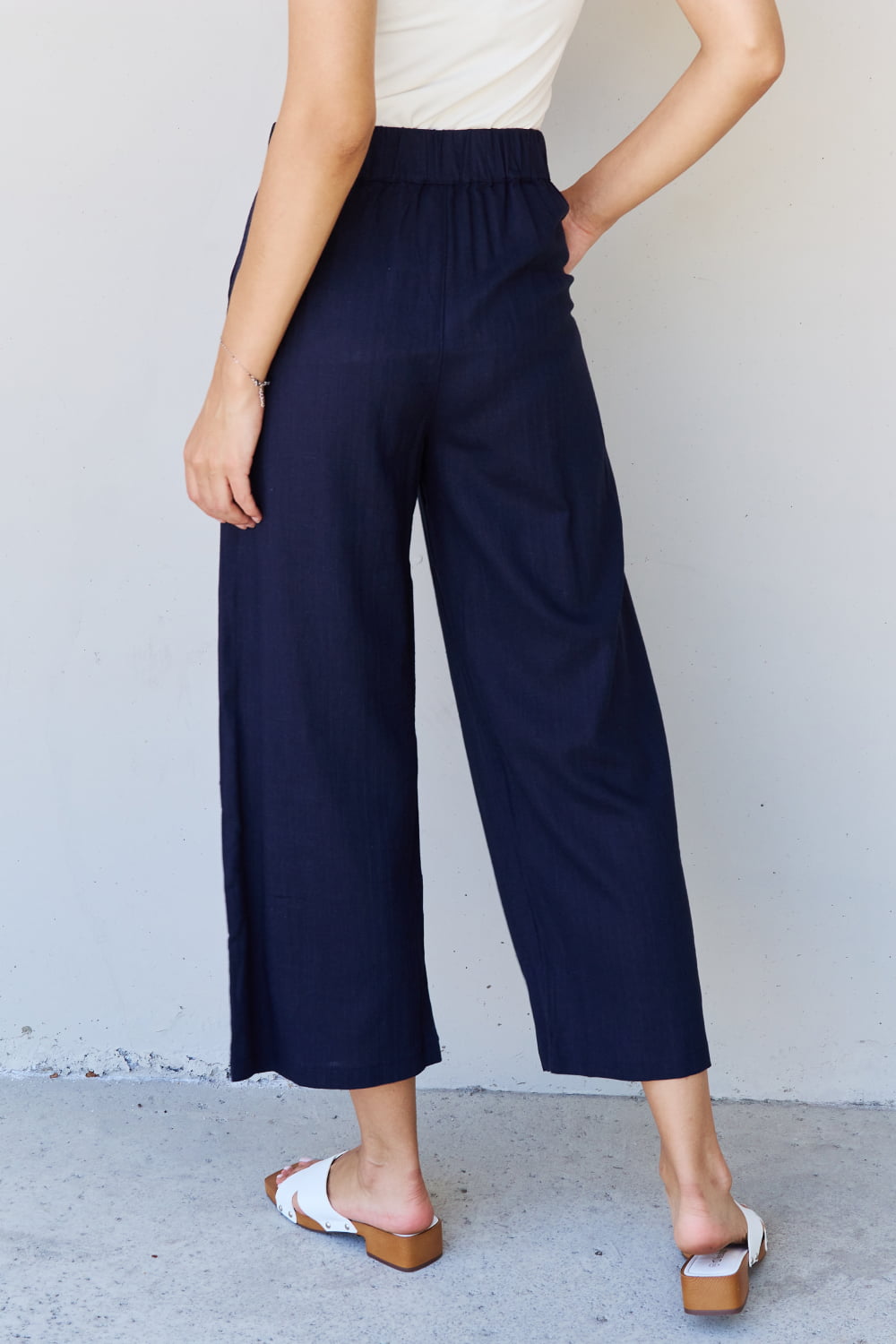 And the Why - Pleated Cropped Pants in Dark Blue