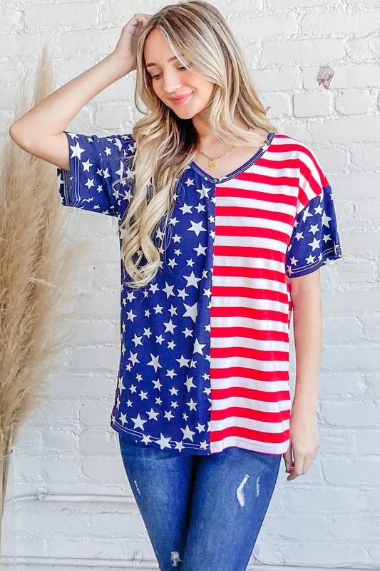And the Why - Split Flag Stars & Stripes Tee