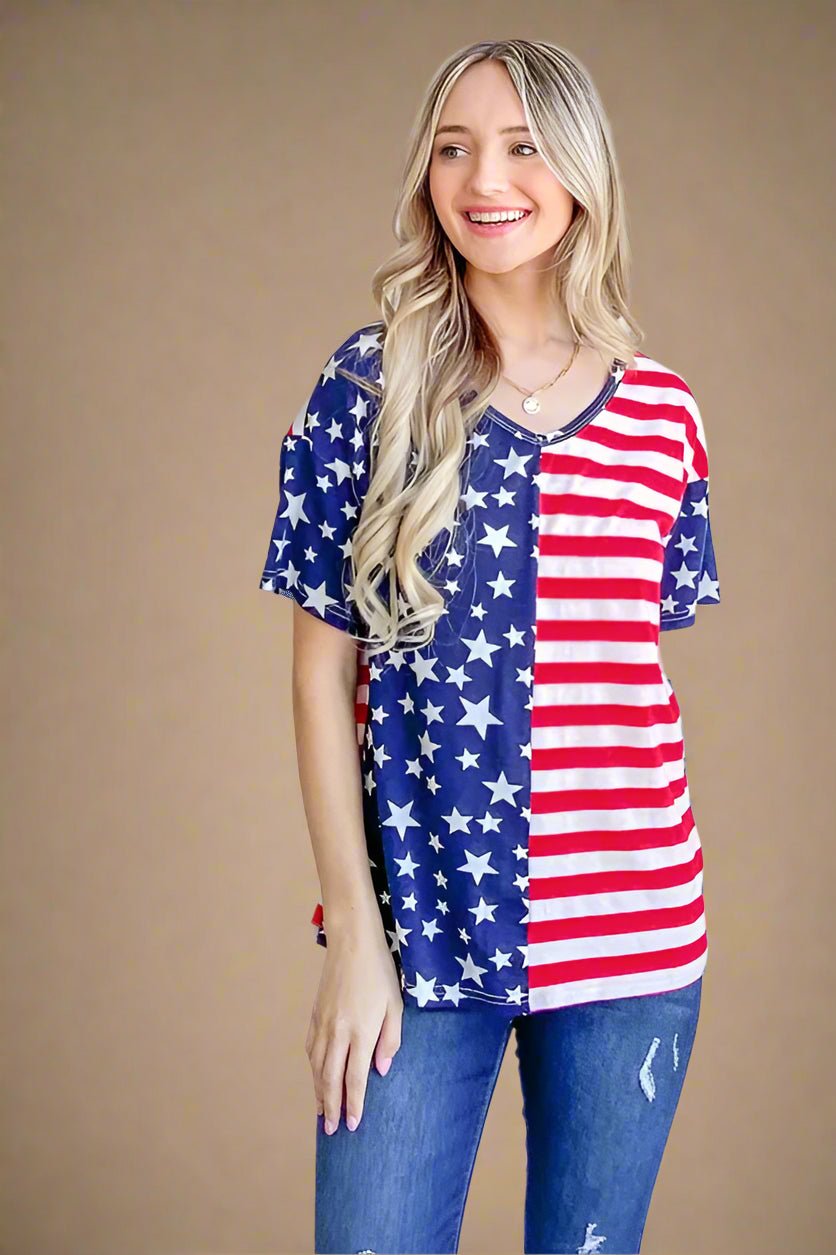 And the Why - Split Flag Stars & Stripes Tee