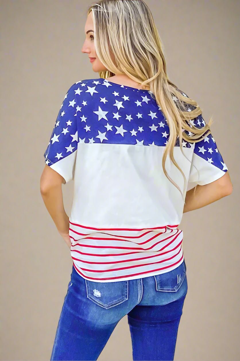 And the Why - Star & Stripe USA Tie Front Tee