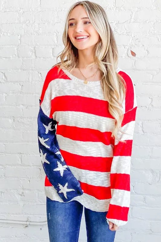 And the Why - Stars & Stripes Lightweight Knit Sweater