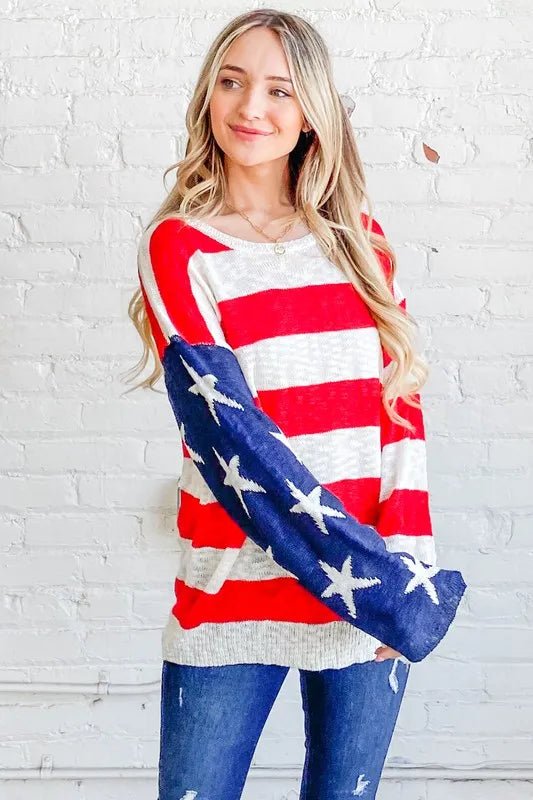 And the Why - Stars & Stripes Lightweight Knit Sweater