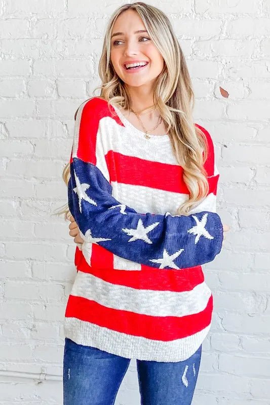 And the Why - Stars & Stripes Lightweight Knit Sweater