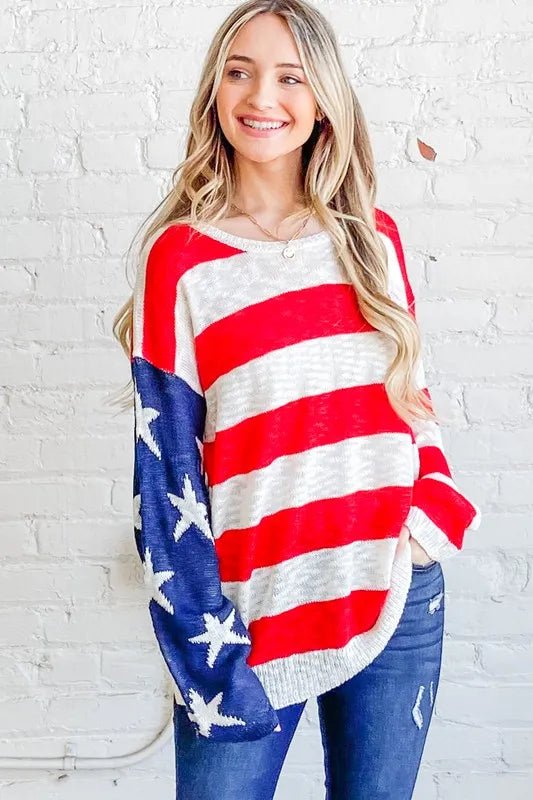 And the Why - Stars & Stripes Lightweight Knit Sweater