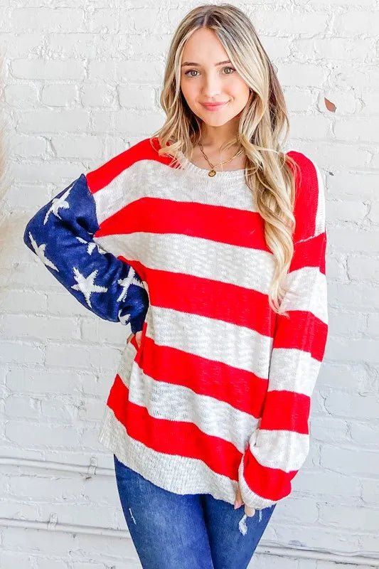 And the Why - Stars & Stripes Lightweight Knit Sweater
