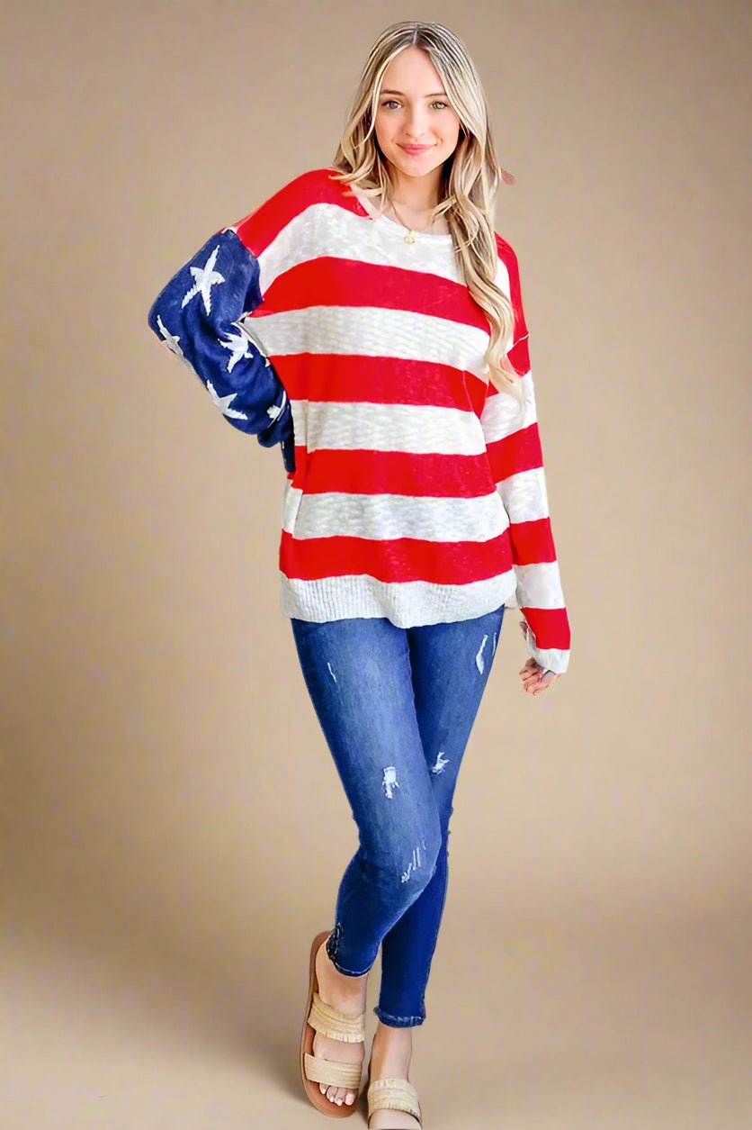 And the Why - Stars & Stripes Lightweight Knit Sweater
