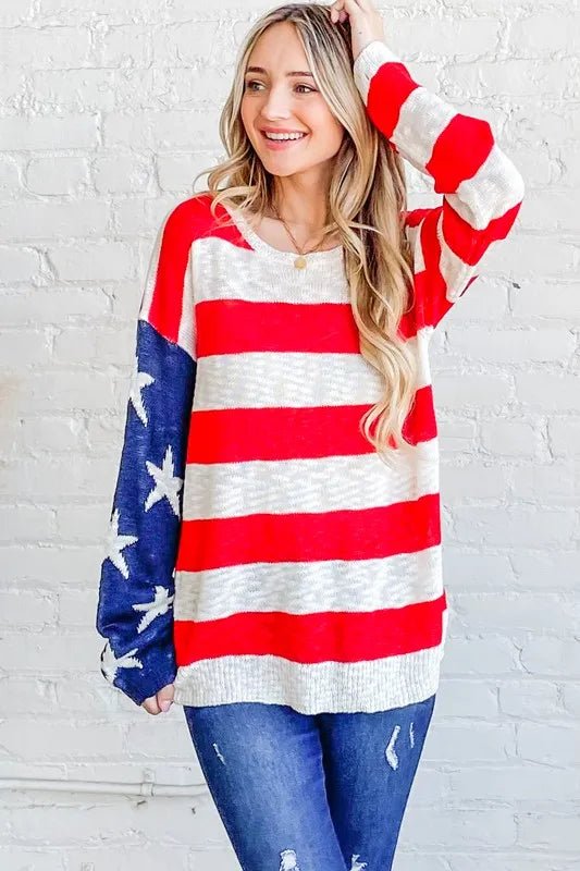 And the Why - Stars & Stripes Lightweight Knit Sweater
