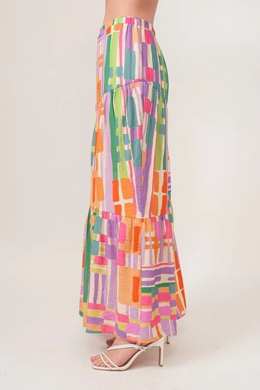And the Why - Tiered Maxi Skirt – Rainbow Patchwork