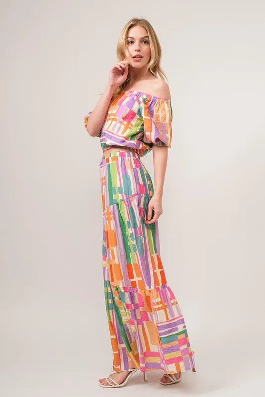 And the Why - Tiered Maxi Skirt – Rainbow Patchwork