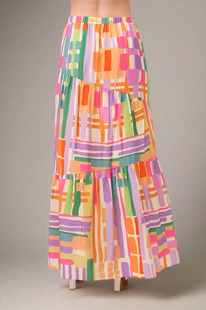 And the Why - Tiered Maxi Skirt – Rainbow Patchwork