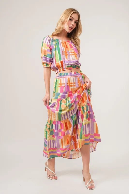 And the Why - Tiered Maxi Skirt – Rainbow Patchwork