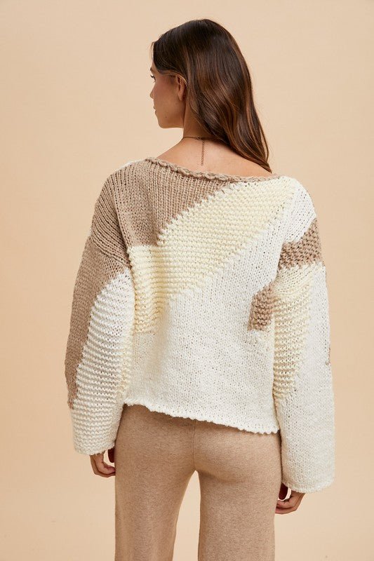 ANNIE WEAR - Color Block Sweater in Taupe