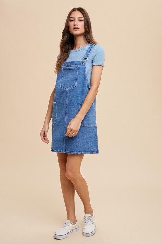 ANNIE WEAR - Indigo Wash Denim Overall Mini Dress