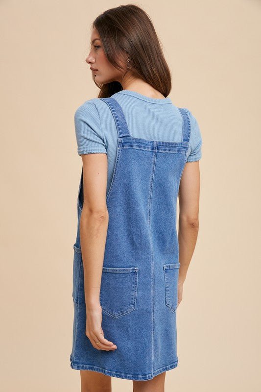 ANNIE WEAR - Indigo Wash Denim Overall Mini Dress