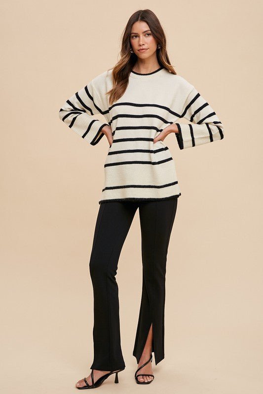 ANNIE WEAR - Ivory Striped Tunic Sweater