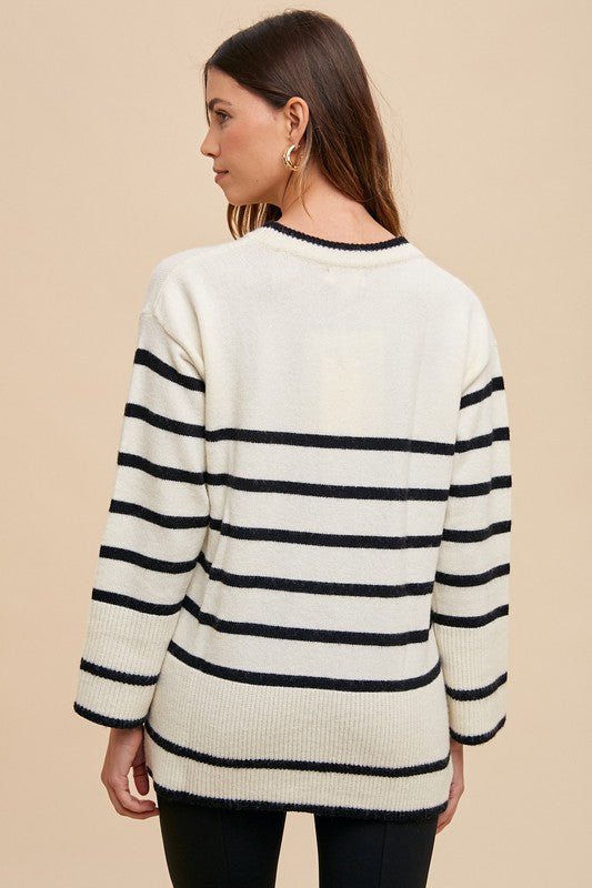 ANNIE WEAR - Ivory Striped Tunic Sweater