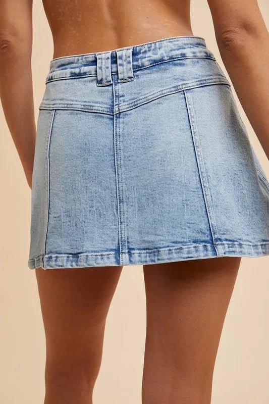 ANNIE WEAR - Light Wash Asymmetrical Denim Skort