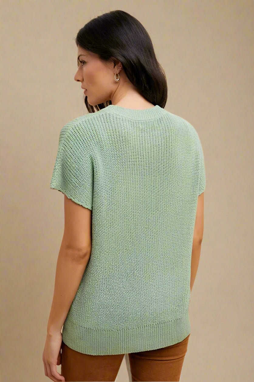 ANNIE WEAR - Mint Daisy Appliqué Knit Top