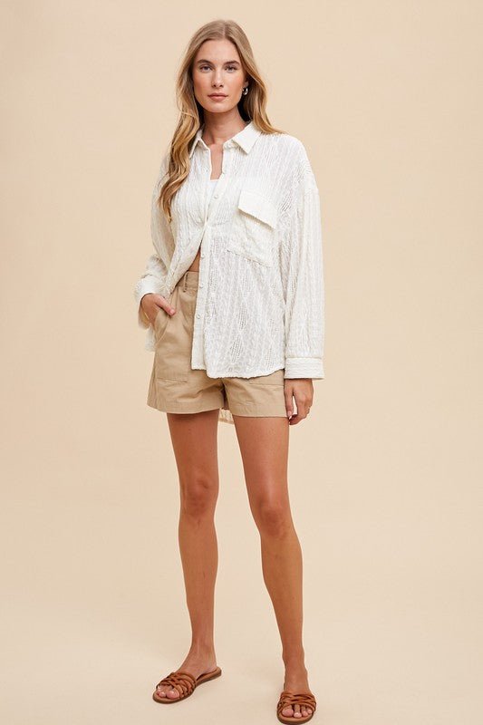 ANNIE WEAR - Openwork Relaxed Fit Shirt in Ivory