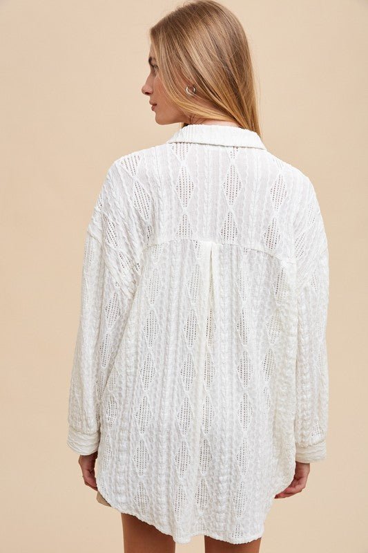 ANNIE WEAR - Openwork Relaxed Fit Shirt in Ivory