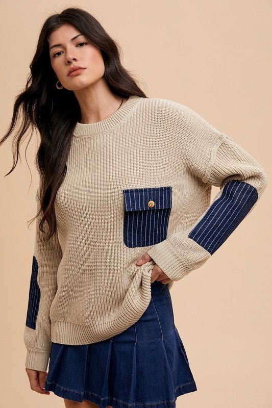 ANNIE WEAR - Relaxed Fit Sweater in Khaki