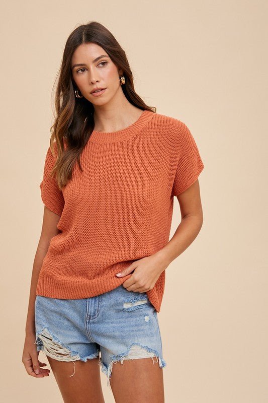 ANNIE WEAR - Short Sleeve Sweater in Terracotta