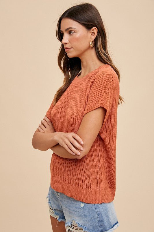 ANNIE WEAR - Short Sleeve Sweater in Terracotta
