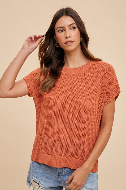 ANNIE WEAR - Short Sleeve Sweater in Terracotta