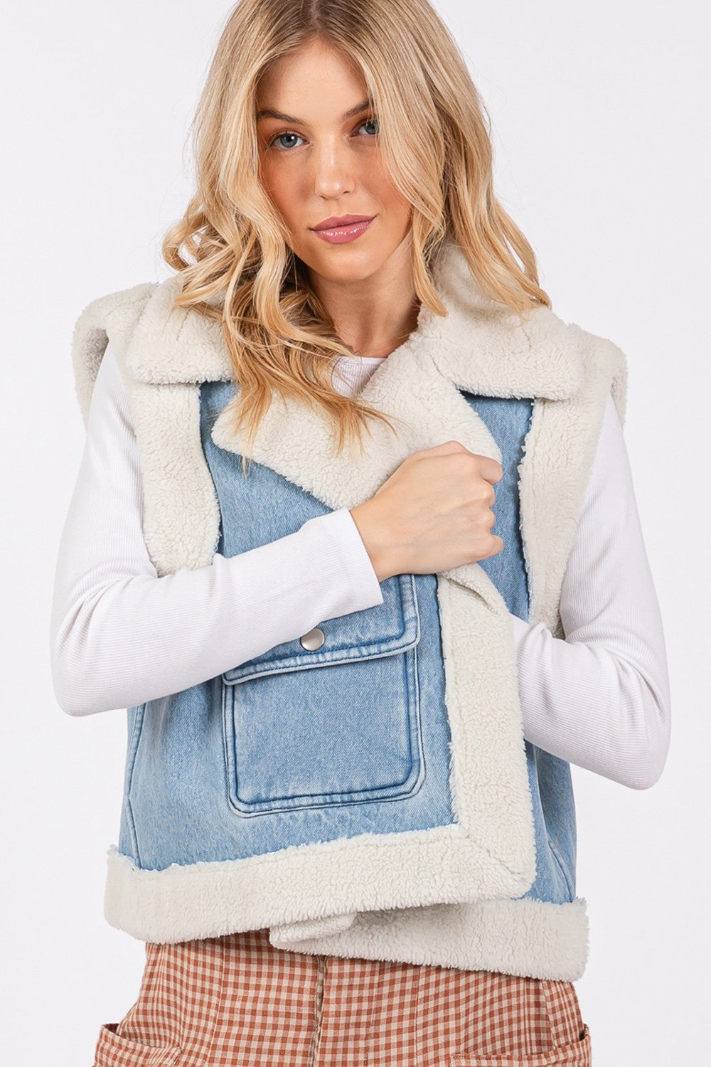 Denim Blue Sherpa Vest