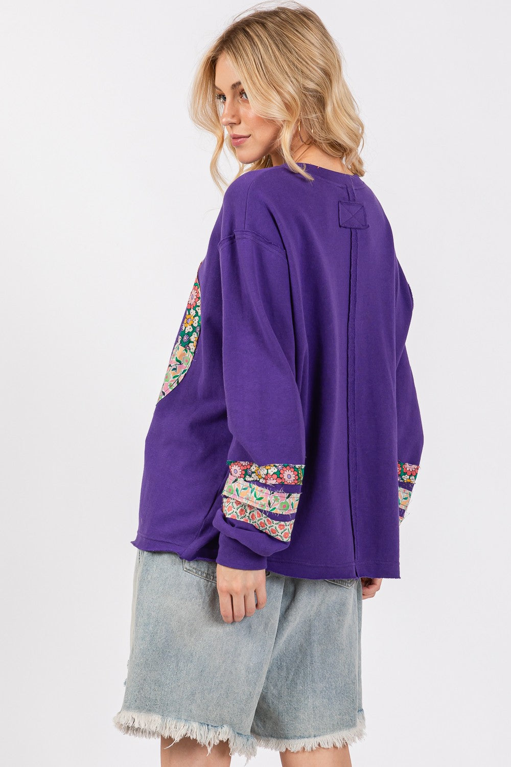 Peace Patch Long Sleeve Top in Blueberry