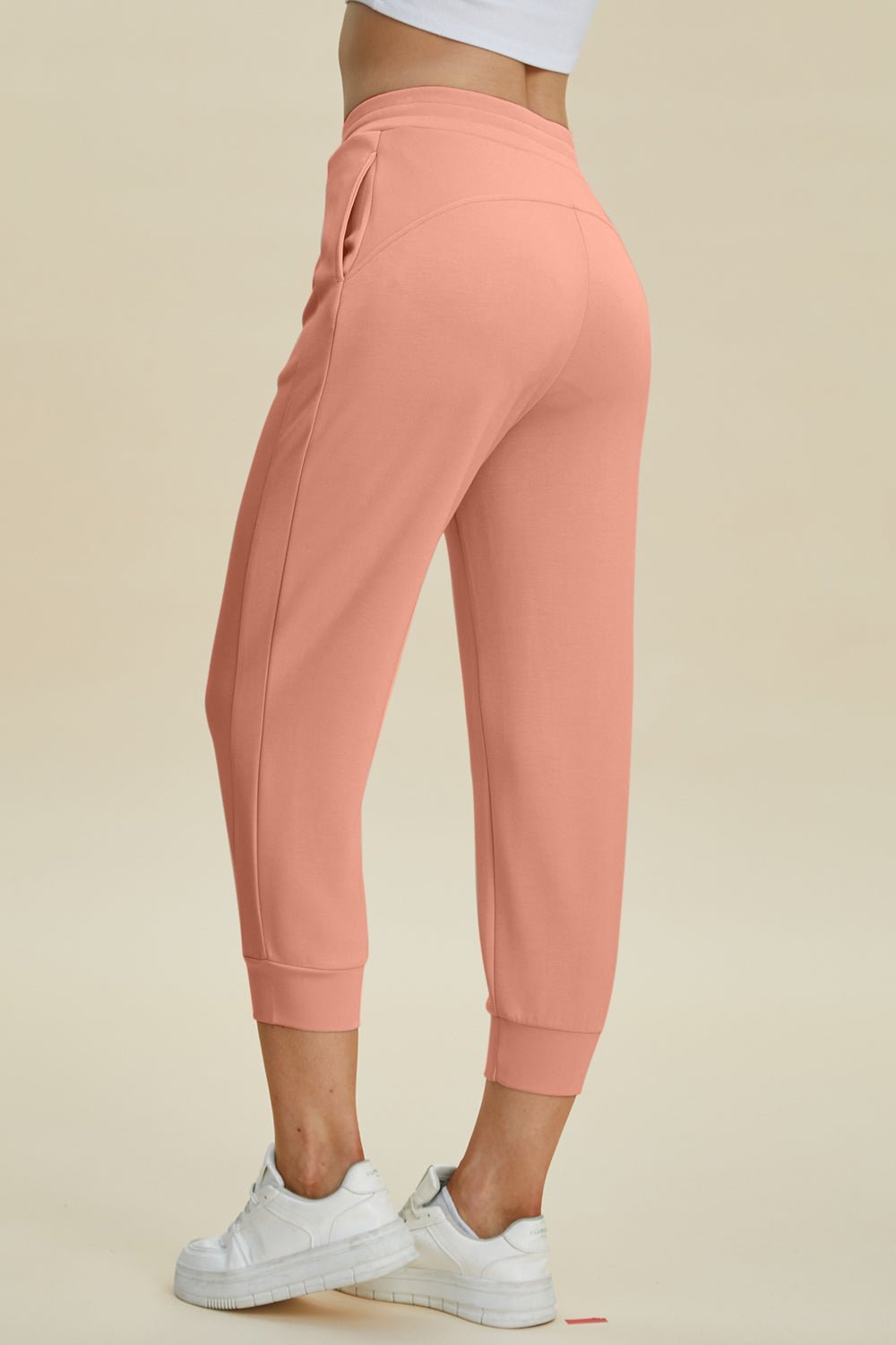 Basic Bae - Drawstring High Waist Cropped Joggers