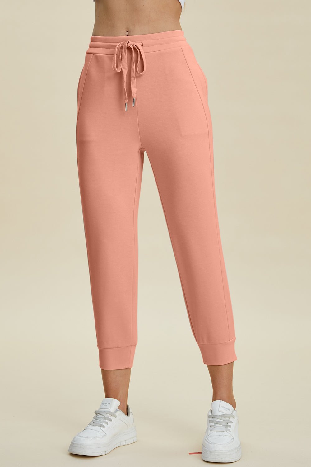 Basic Bae - Drawstring High Waist Cropped Joggers