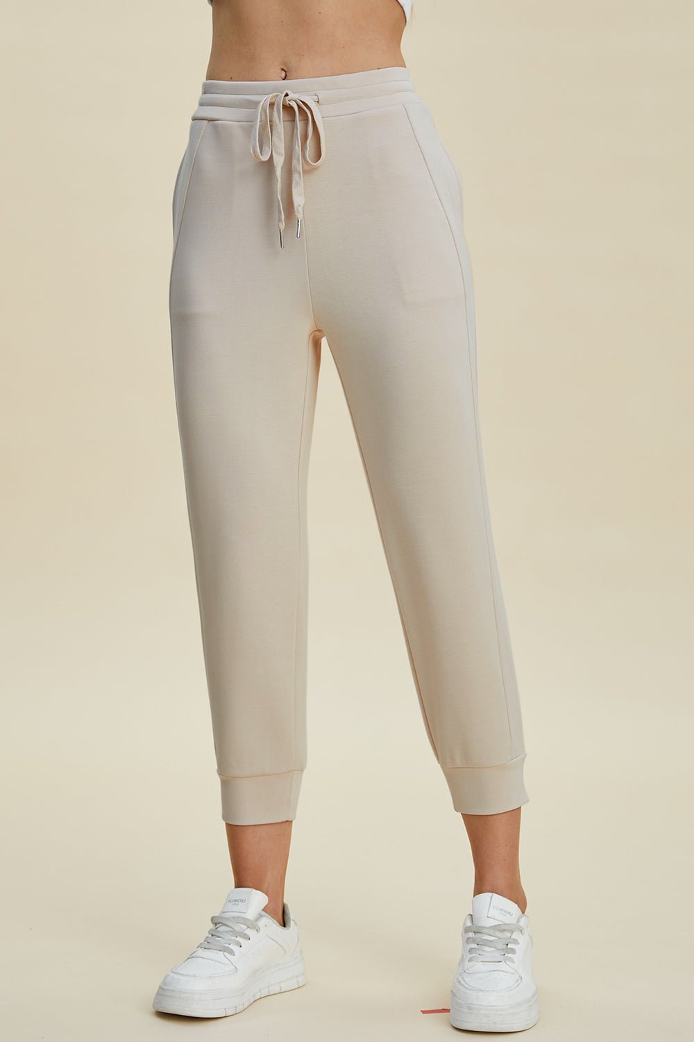 Basic Bae - Drawstring High Waist Cropped Joggers